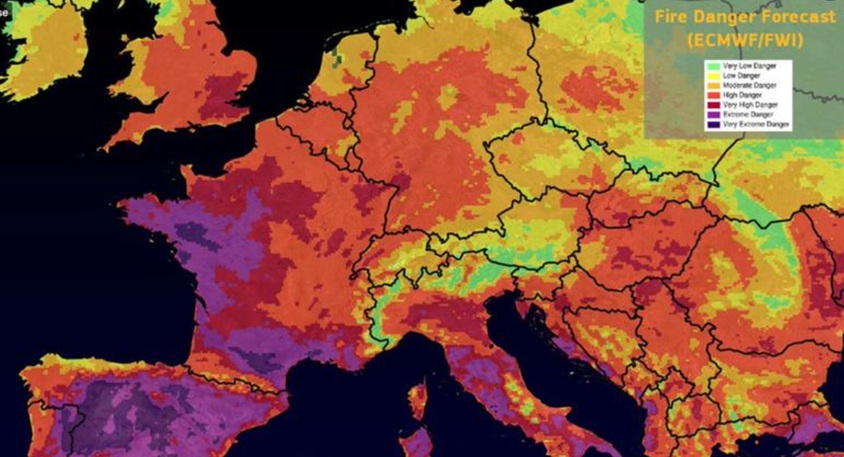 Mapa de temperaturas na Europa/Imagem: Divulga&ccedil;&atilde;o