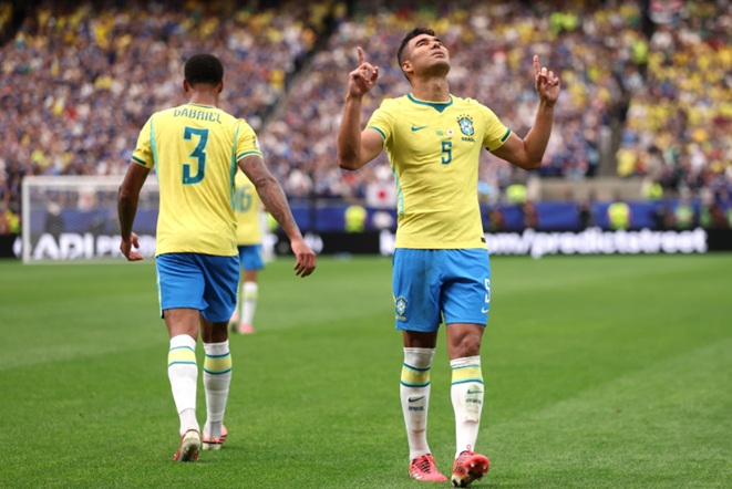 Casemiro fez o primeiro gol do Brasil/Foto: Michael Regan