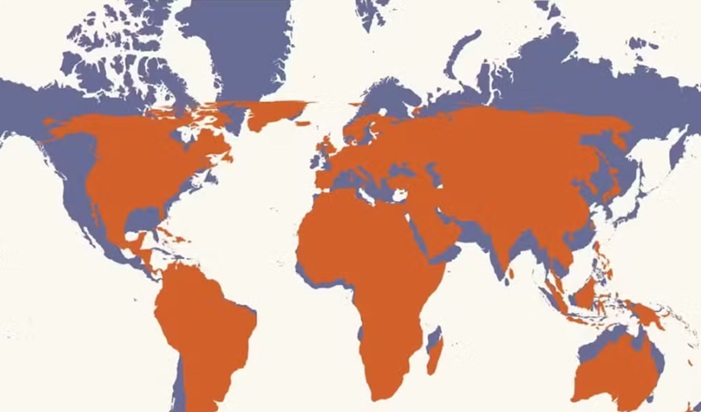 Compara&ccedil;&atilde;o entre as propor&ccedil;&otilde;es dos mapas/Imagem: Reprodu&ccedil;&atilde;o