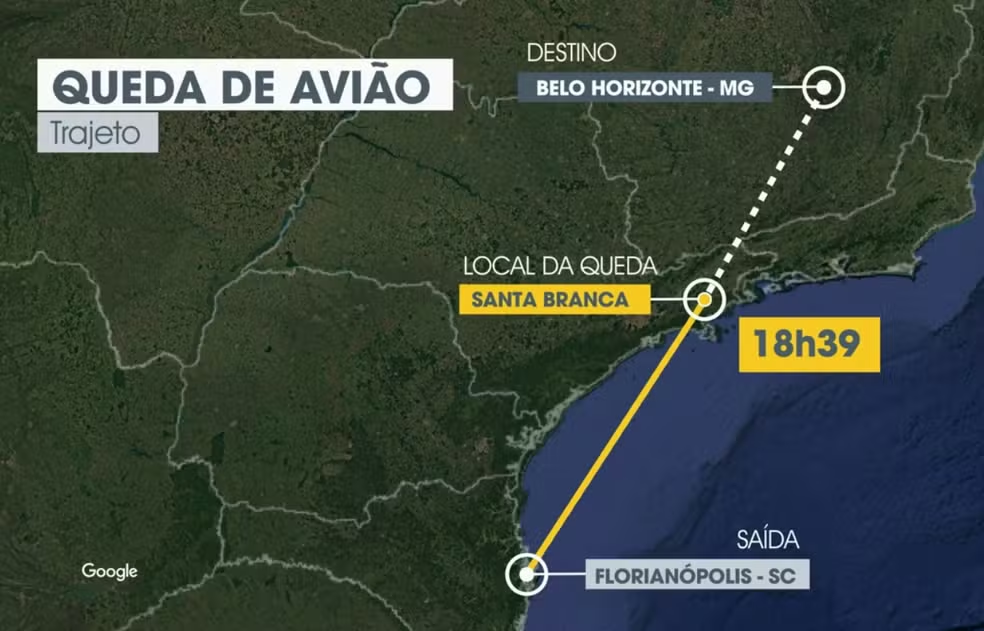 Avião caiu no interior de São Paulo